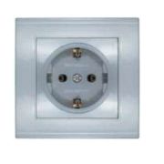 Розетка 1-м СП Бриллиант 16А IP20 с заземл. серебр. UNIVersal 7949872