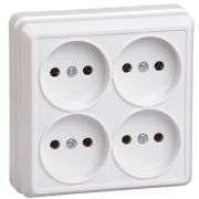 Розетка 4-м ОП Октава 10А IP20 без заземл. бел. GENERICA ERO40-K01-10-DC