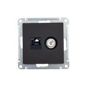 Розетка компьютерная + телевизионная 2-м AtlasDesign RJ45 кат.5E + TV механизм карбон SE ATN001089