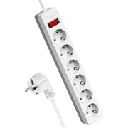 Удлинитель с сетевым фильтром 6х3м с заземл. 16А IP20 3.5кВт 3х1 с предохранителем с выкл. с индикатором сети бел. КОСМОС FKsm3m-6g(W)16A