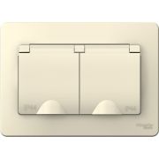 Розетка 2-м СП Blanca 16А IP44 250В с заземл. защ. шторки с крышкой молоч. SE BLNRS441122