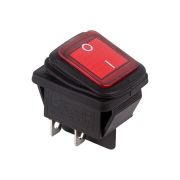 Выключатель клавишный 250В 15А (4с) ON-OFF красн. с подсветкой ВЛАГОЗАЩИТА (RWB-507) блист. Rexant 06-0307-C