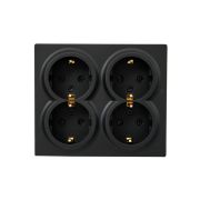 Розетка 4-м ОП LETO с заземл. закрытый корпус ПБТ черн. бархат LEZARD 752-4200-127BDP