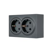 Розетка 2-м ОП LETO с заземл. закрытый корпус ПБТ графит LEZARD 752-3400-127B
