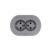 Розетка 2-м СП OSEN с заземл. ПБТ круглая механизм сер. матов. LEZARD 744-7400-127B