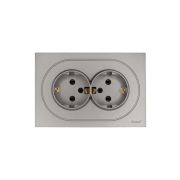 Розетка 2-м СП OSEN с заземл. ПБТ механизм сер. матов. LEZARD 743-7400-127B